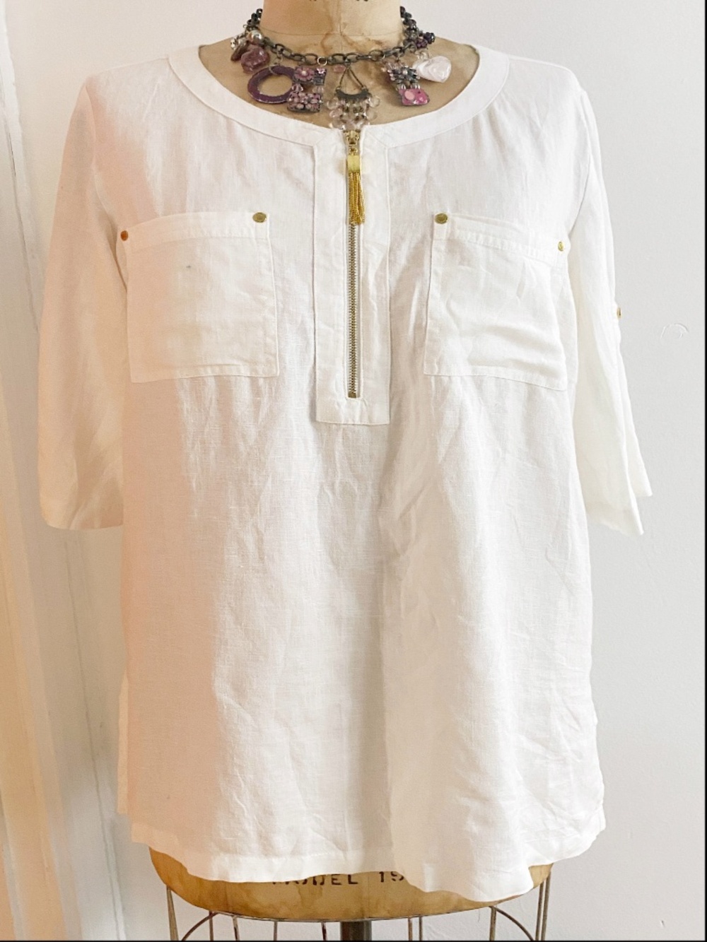 Ellen Tracy linen top size M